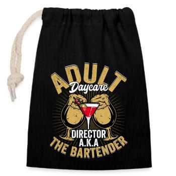 Adult Daycar Director A.K.A The Bartender Barman C - Verschließbarer Geschenkbeutel aus Baumwolle (14x20cm) - Schwarz - Vorne