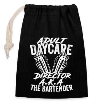 Adult Daycar Director A.K.A The Bartender Cocktail - Verschließbarer Geschenkbeutel aus Baumwolle (14x20cm) - Schwarz - Vorne