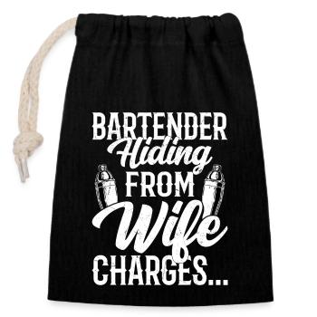 Bartender Hiding From Wife Charges... Bartender Ba - Verschließbarer Geschenkbeutel aus Baumwolle (14x20cm) - Schwarz - Vorne