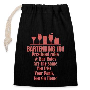 Bartending 101 Barman Cocktail Bartender - Verschließbarer Geschenkbeutel aus Baumwolle (14x20cm) - Schwarz - Vorne
