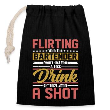 Flirting With The Bartender Bartender Cocktail Bar - Verschließbarer Geschenkbeutel aus Baumwolle (14x20cm) - Schwarz - Vorne
