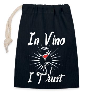 Wine making In vino I trust - Closable cotton gift bag (14x20cm) - navy - Front