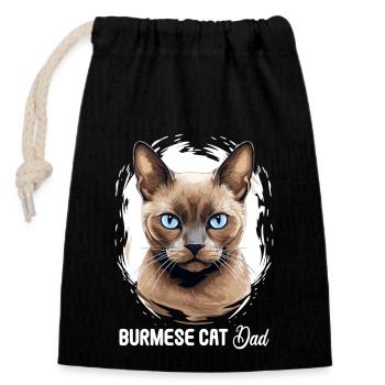 Burmese Cat Burma Katze - Verschließbarer Geschenkbeutel aus Baumwolle (14x20cm) - Schwarz - Vorne