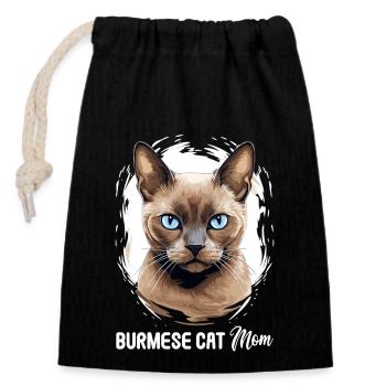 Burmese Cat Burma Katze - Verschließbarer Geschenkbeutel aus Baumwolle (14x20cm) - Schwarz - Vorne