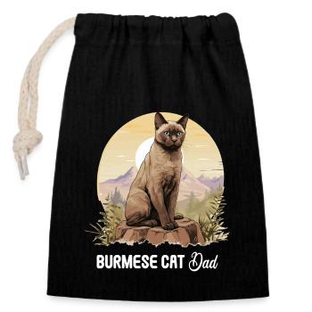Burmese Cat Burma Katze - Verschließbarer Geschenkbeutel aus Baumwolle (14x20cm) - Schwarz - Vorne