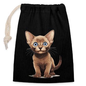 Chat birman Birmanie Katze - Sac cadeau en coton avec cordon (14 x 20 cm) - noir - Devant