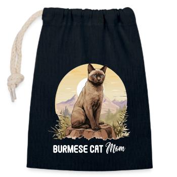 Burmese Cat Burma Katze - Closable cotton gift bag (14x20cm) - navy - Front