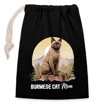 Burmese Cat Burma Katze - Verschließbarer Geschenkbeutel aus Baumwolle (14x20cm) - Schwarz - Vorne