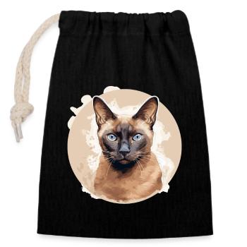 Burmese Cat Burma Katze - Verschließbarer Geschenkbeutel aus Baumwolle (14x20cm) - Schwarz - Vorne