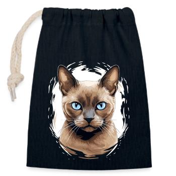 Burmese Cat Burma Katze - Closable cotton gift bag (14x20cm) - navy - Front