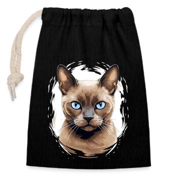 Burmese Cat Burma Katze - Verschließbarer Geschenkbeutel aus Baumwolle (14x20cm) - Schwarz - Vorne