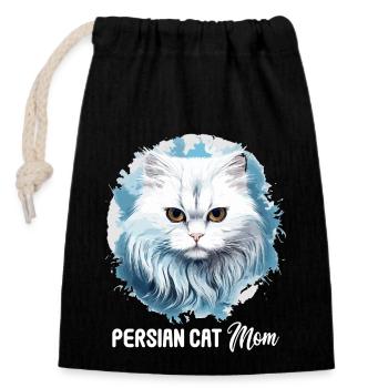 Persian Cat Perser Katze - Verschließbarer Geschenkbeutel aus Baumwolle (14x20cm) - Schwarz - Vorne