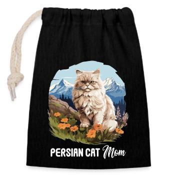 Persian Cat Perser Katze - Verschließbarer Geschenkbeutel aus Baumwolle (14x20cm) - Schwarz - Vorne