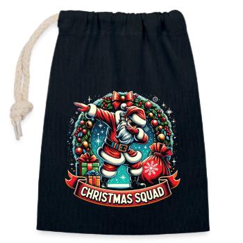 Escouade de Noël - Sac cadeau en coton avec cordon (14 x 20 cm) - bleu marine - Devant