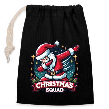 Escouade de Noël - Sac cadeau en coton avec cordon (14 x 20 cm) - noir - Devant