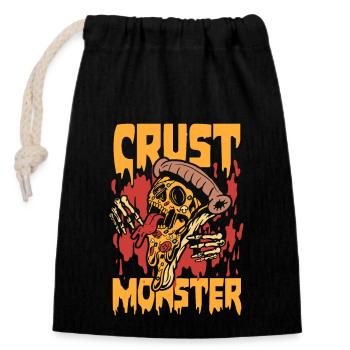 Crust monster | delicious italian flatbread - Closable cotton gift bag (14x20cm) - black - Front