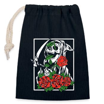 Reaper with roses | skull flowers - Closable cotton gift bag (14x20cm) - navy - Front