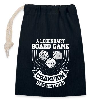 Un légendaire champion de jeux de société a pris sa retraite - Sac cadeau en coton avec cordon (14 x 20 cm) - bleu marine - Devant