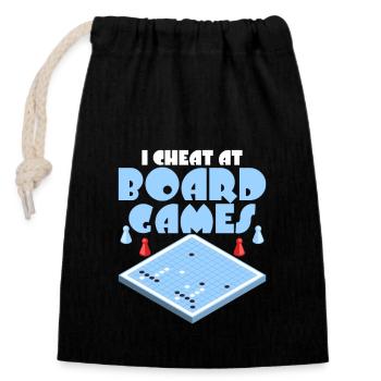 I Cheat At Board Games Tabletop Player Nerd Gamer - Closable cotton gift bag (14x20cm) - black - Front