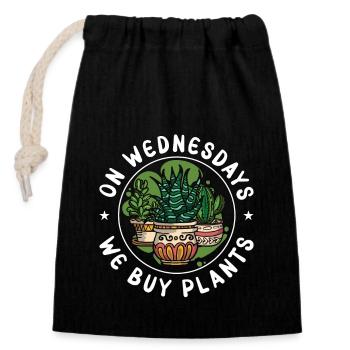 Houseplants On Wednesdays We Buy Plants Florist - Closable cotton gift bag (14x20cm) - black - Front