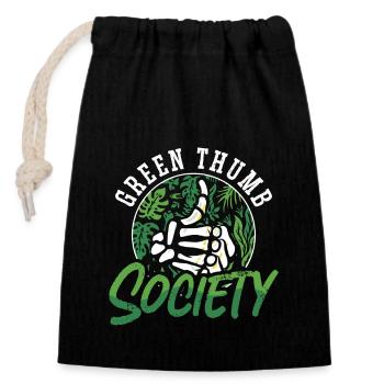 Houseplants Green Thumb Society Gardener Botanical - Closable cotton gift bag (14x20cm) - black - Front