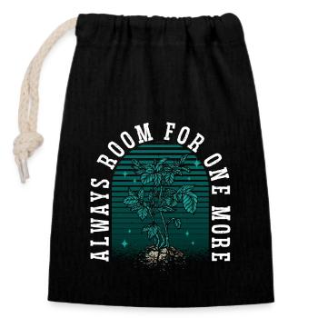 Houseplants Always Room For One More Flower Pot - Closable cotton gift bag (14x20cm) - black - Front