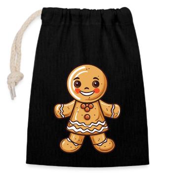 Christmas Gingerbread Baking Biscuit - Closable cotton gift bag (14x20cm) - black - Front
