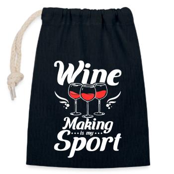 Wine making is my sport - Closable cotton gift bag (14x20cm) - navy - Front