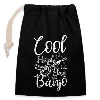 Cool people play banjo - Closable cotton gift bag (14x20cm) - black - Front