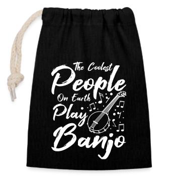 The coolest people on earth play banjo - Closable cotton gift bag (14x20cm) - black - Front