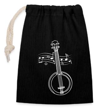 For banjo player sketch Drawn art banjo - Closable cotton gift bag (14x20cm) - black - Front