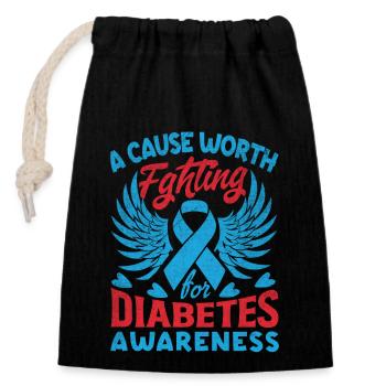 Together against diabetes - Closable cotton gift bag (14x20cm) - black - Front