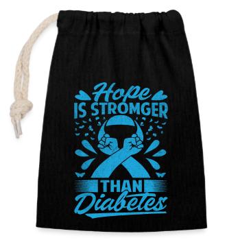 Hope Is Stronger Than Diabetes - Verschließbarer Geschenkbeutel aus Baumwolle (14x20cm) - Schwarz - Vorne