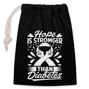 Hope Is Stronger Than Diabetes - Verschließbarer Geschenkbeutel aus Baumwolle (14x20cm) - Schwarz - Vorne