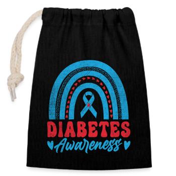 Zusammen Gegen Diabetes Spruch Bewusstsein - Verschließbarer Geschenkbeutel aus Baumwolle (14x20cm) - Schwarz - Vorne