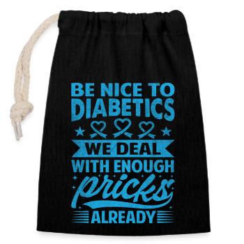 Together against diabetes - Closable cotton gift bag (14x20cm) - black - Front