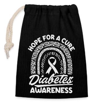 Hope for Cure - Diabetes Saying - Closable cotton gift bag (14x20cm) - black - Front