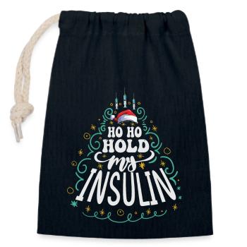 Ho ho hold my Insulin - Weihnachten Diabetes - Verschließbarer Geschenkbeutel aus Baumwolle (14x20cm) - Navy - Vorne