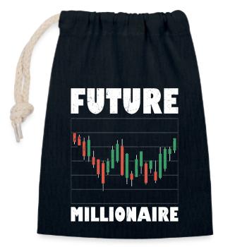 Futur Millionnaire Trading Boursier Trader Inv - Sac cadeau en coton avec cordon (14 x 20 cm) - bleu marine - Devant