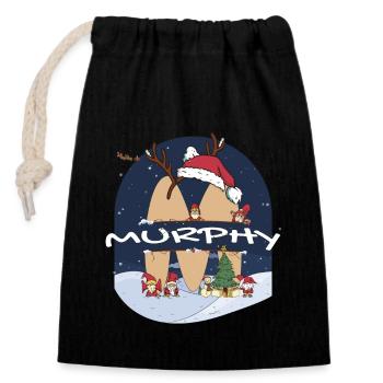 Impressionnant Murphy nom w chapeau de père Noël dans le thème de Noël - Sac cadeau en coton avec cordon (14 x 20 cm) - noir - Devant