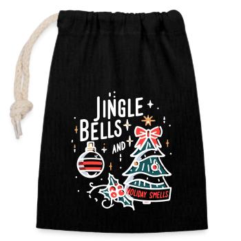 Jingle Bells and Holiday Smells - Closable cotton gift bag (14x20cm) - black - Front