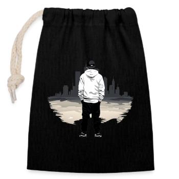 L’élégance de la culture de la rue, le design urbain cool - Sac cadeau en coton avec cordon (14 x 20 cm) - noir - Devant
