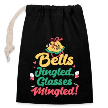 Drunk Christmas Funny Quote Wine Lover Mom Tipsy - Closable cotton gift bag (14x20cm) - black - Front
