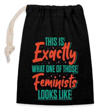 This Is Exactly What A Feminist Looks Like - Closable cotton gift bag (14x20cm) - black - Front