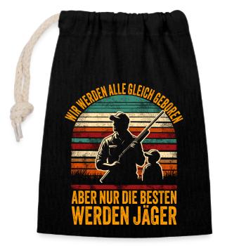 Jagen Jagd Jäger Geschenk Lustig Sprüche - Verschließbarer Geschenkbeutel aus Baumwolle (14x20cm) - Schwarz - Vorne