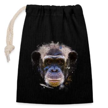 chimpanzees head apes apes chimpanzee - Closable cotton gift bag (14x20cm) - black - Front