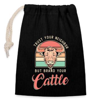 Cattle Farming Trust Your Neighbor Farm Animals - Closable cotton gift bag (14x20cm) - black - Front