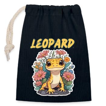 Leopard-Eidechse Gecko - Verschließbarer Geschenkbeutel aus Baumwolle (14x20cm) - Navy - Vorne