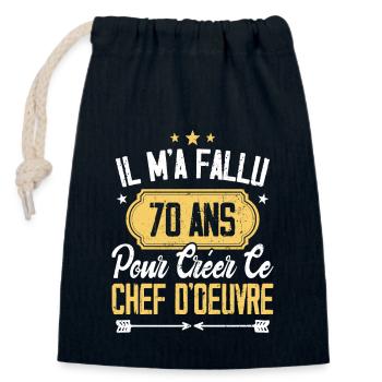 Cadeau Anniversaire 70 Ans Chef D'oeuvre Humour - Sac cadeau en coton avec cordon (14 x 20 cm) - bleu marine - Devant