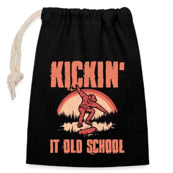 Kickin' It Skateboarding Skater Skateboard - Verschließbarer Geschenkbeutel aus Baumwolle (14x20cm) - Schwarz - Vorne
